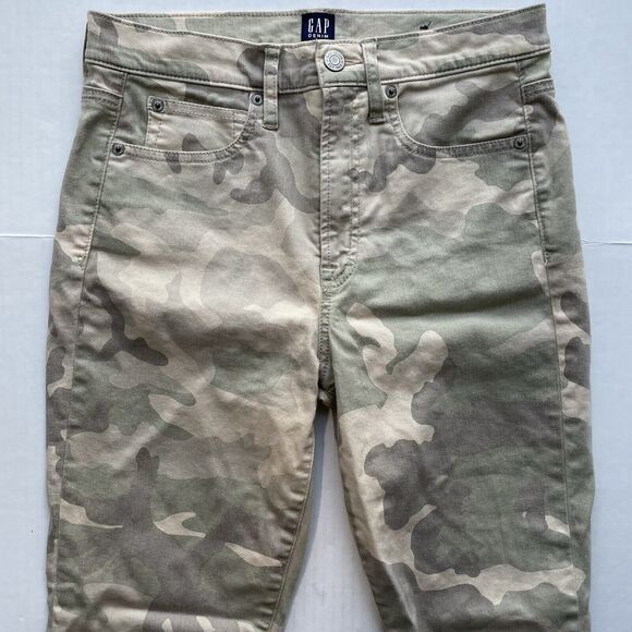 Gap Denim True Skinny High Rise Stretch Ankle Jeans Camo Sz 28/6 Regular Raw Hem - Picture 3 of 11